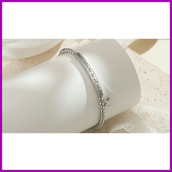 Inspirational Bible Verse Bracelet Stainless Steel 9" Adjustable Christian - Picture 8 of 8